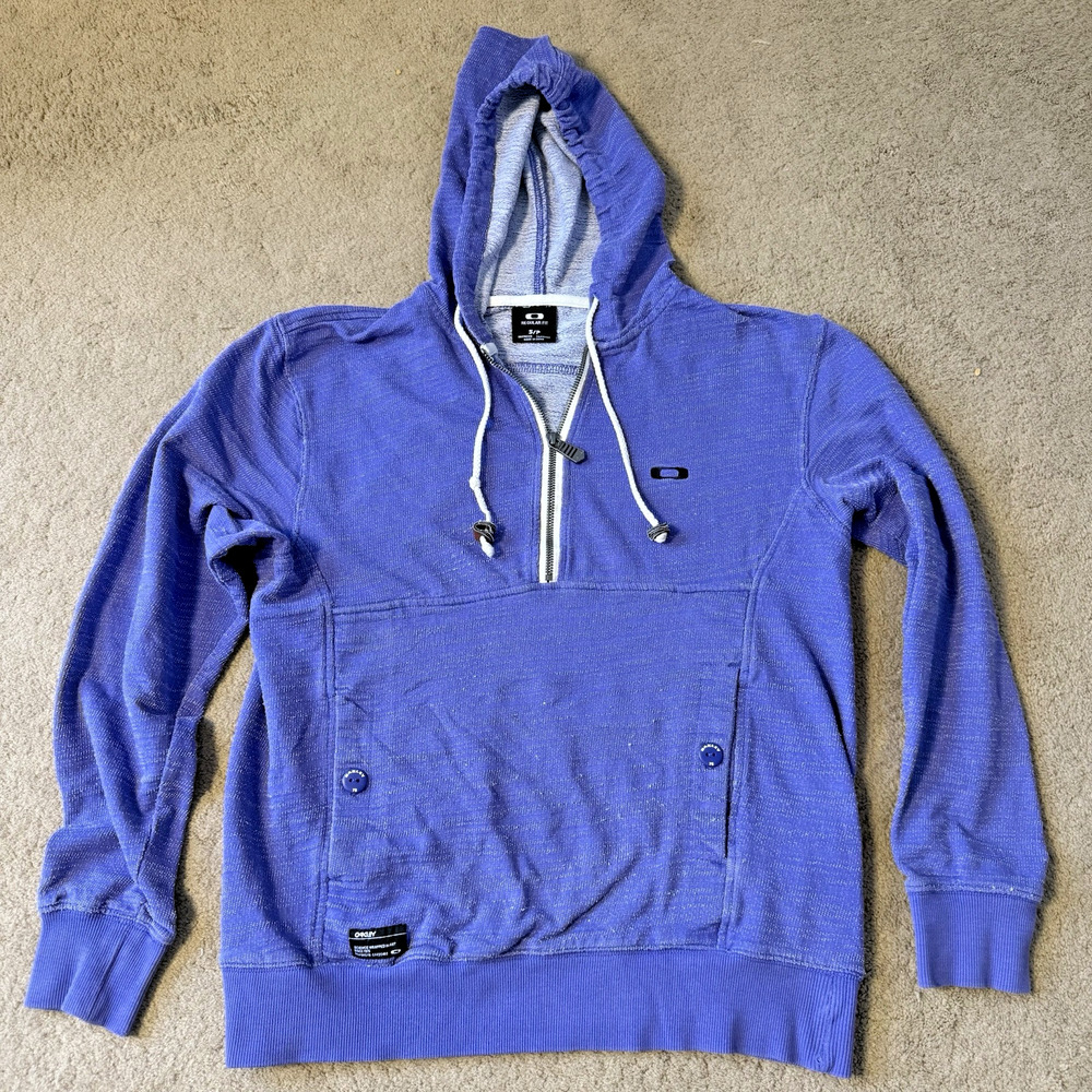 Vintage Oakley Half Zip Pullover Hoodie Purple Regular Fit Womens Size Small
